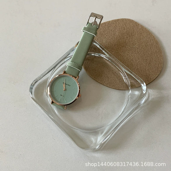 Watch Alloy Ordinary Glass Mirror Green Fresh Retro Leisure Style For Girls