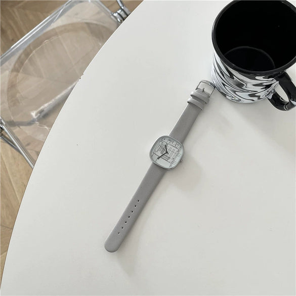 Watch Alloy Ordinary Glass Mirror Square Dial Casual Design For Women And Men