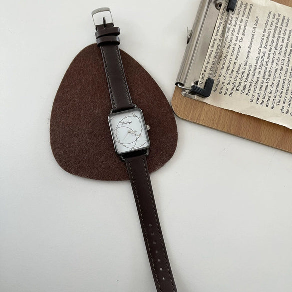 Watch Alloy Ordinary Glass Mirror Square Retro Leisure Style