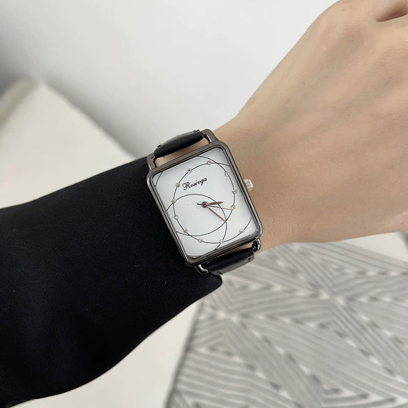 Watch Alloy Ordinary Glass Mirror Square Retro Leisure Style