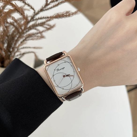 Watch Alloy Ordinary Glass Mirror Square Retro Leisure Style
