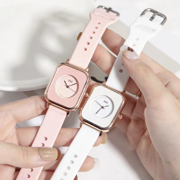 Watch Alloy Plastic Square Retro Soft Rubber Quartz Ladies Leisure