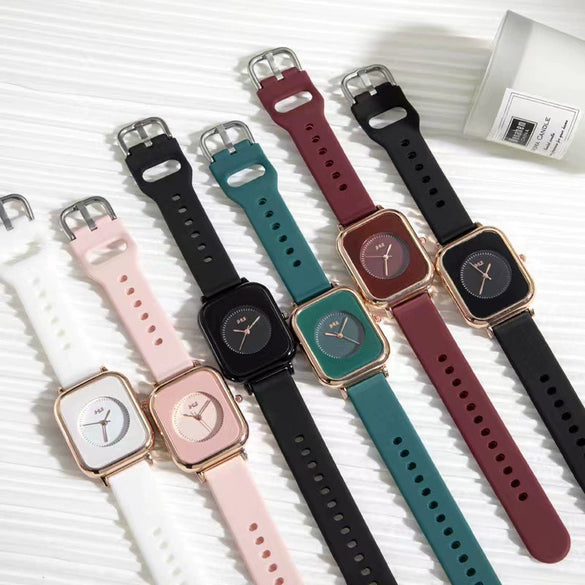 Watch Alloy Plastic Square Retro Soft Rubber Quartz Ladies Leisure