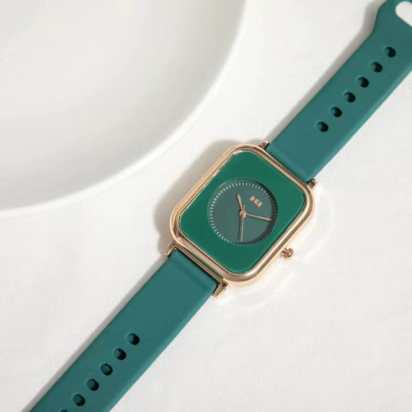 Watch Alloy Plastic Square Retro Soft Rubber Quartz Ladies Leisure