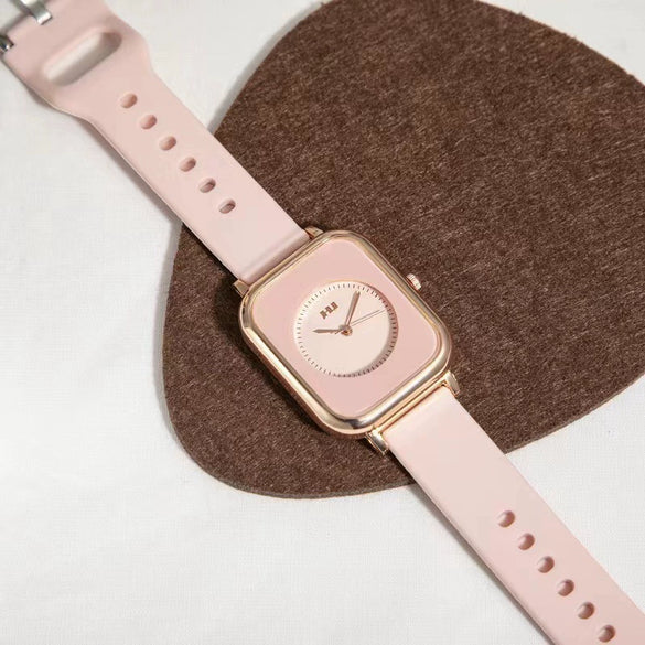 Watch Alloy Plastic Square Retro Soft Rubber Quartz Ladies Leisure