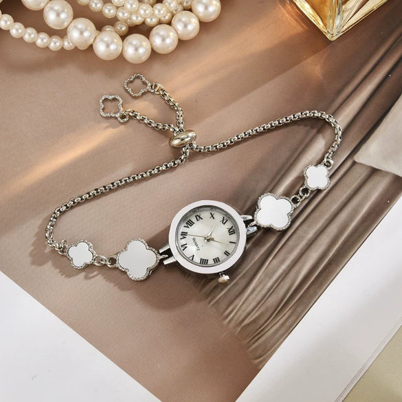 Watch Alloy Rose Gold Fourleaf Clover Casual Style For Female Students