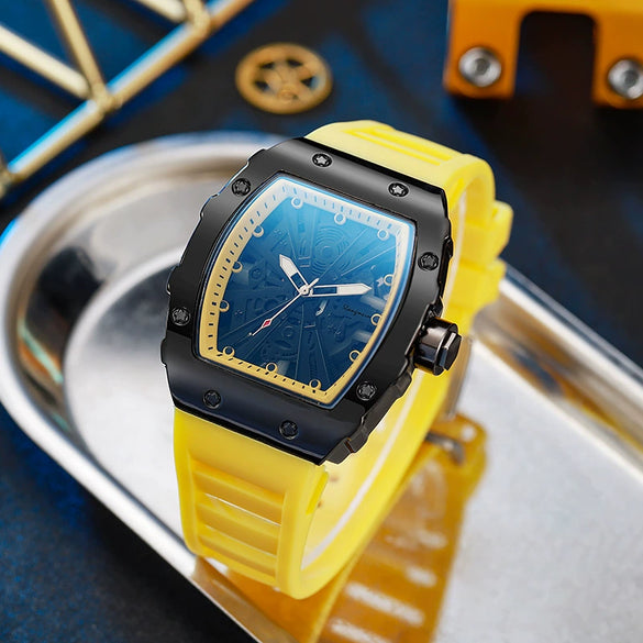 Watch Alloy Silicone Mineral Reinforced Glass Mirror Fivepointed Star Luminous Sports Wine Barrel Shape Men's