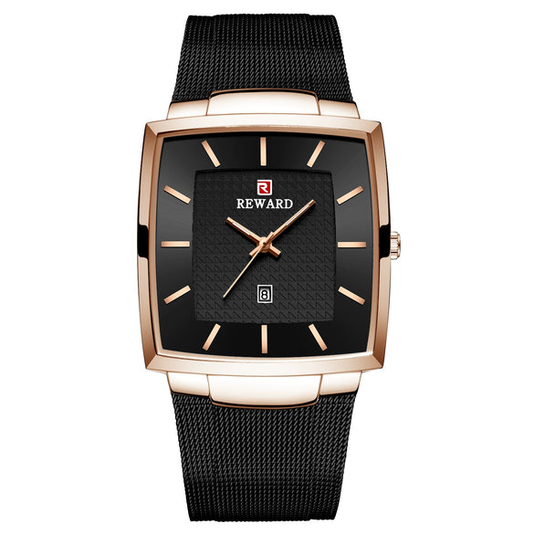 Watch Alloy Stainless Steel Square Business Quartz Men's