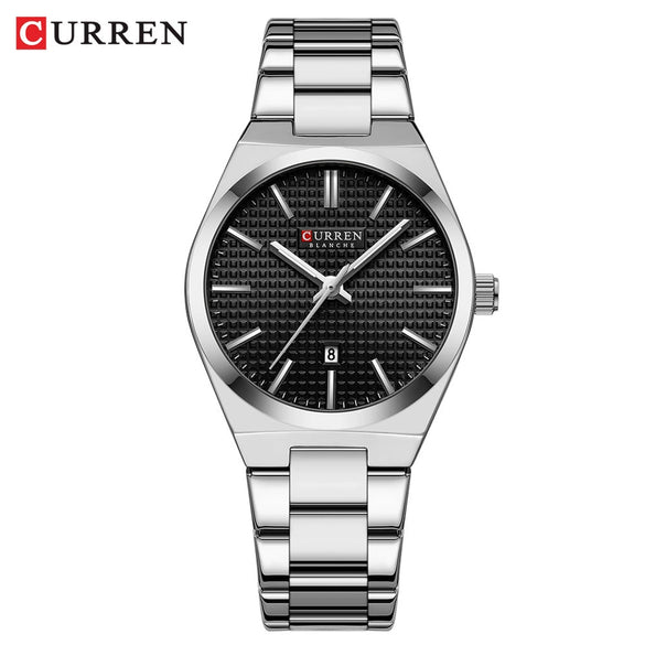 Watch Alloy Stainless Steel Titanium Metal Round Business Style Spiral Crown Single Folding Buckle