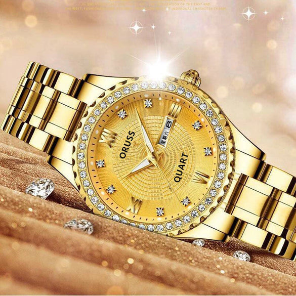 Watch Alloy Strap Alloy Case Mineral Strengthened Glass Mirror Round Dial Business Style Waterproof