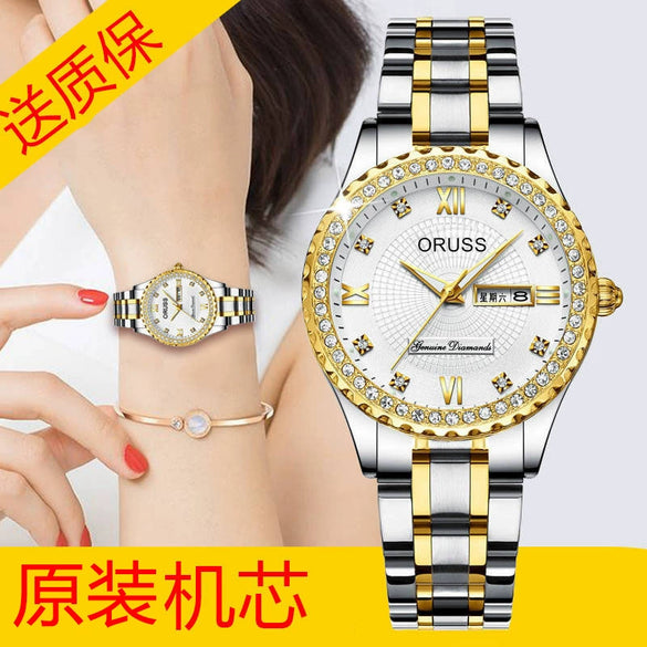 Watch Alloy Strap Alloy Case Mineral Strengthened Glass Mirror Round Dial Business Style Waterproof