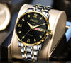 Watch Alloy Strap Alloy Case Mineral Strengthened Glass Mirror Round Dial Business Style Waterproof