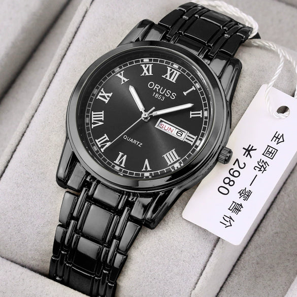 Watch Automatic Movement Round Stainless Steel Glass Mirror Luminous Waterproof Business Style For Men