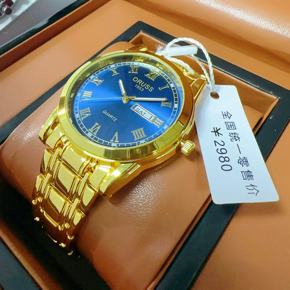 Watch Automatic Movement Round Stainless Steel Glass Mirror Luminous Waterproof Business Style For Men