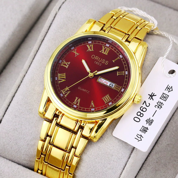 Watch Automatic Movement Round Stainless Steel Glass Mirror Luminous Waterproof Business Style For Men