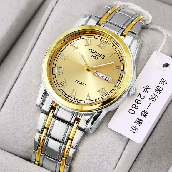 Watch Automatic Movement Round Stainless Steel Glass Mirror Luminous Waterproof Business Style For Men