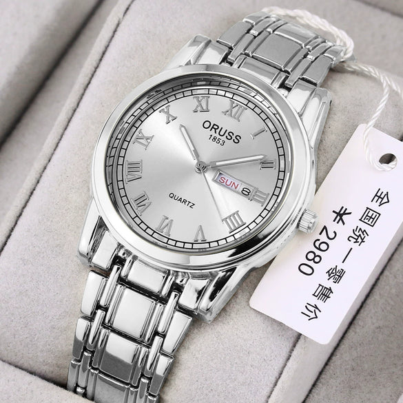 Watch Automatic Movement Round Stainless Steel Glass Mirror Luminous Waterproof Business Style For Men