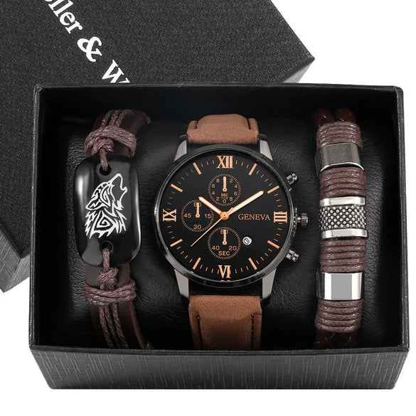 Watch Bracelet Casual Fashion Alloy Case Quartz Glass Mirror Stainless Steel Clasp Imitation Leather Strap Round Dial