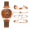 Watch Bracelet Fashion Cat Ear Flower Magnet Buckle Milan Mesh Stainless Steel Alloy Band For Female