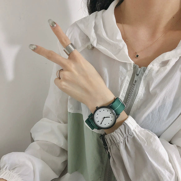 Watch Canvas Alloy Stainless Steel Round Casual Sports Style