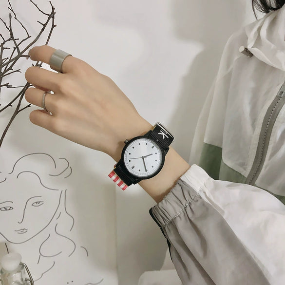 Watch Canvas Alloy Stainless Steel Round Casual Sports Style