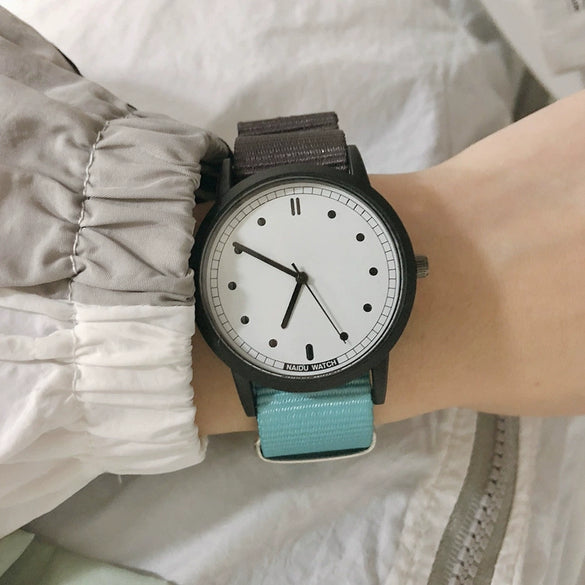Watch Canvas Alloy Stainless Steel Round Casual Sports Style