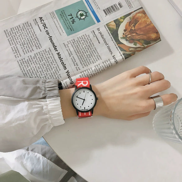 Watch Canvas Alloy Stainless Steel Round Casual Sports Style