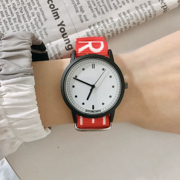 Watch Canvas Alloy Stainless Steel Round Casual Sports Style