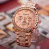 Watch Diamond Threeeye Steel Band Calendar Watch Women's Fashion Casual Mechanical Watch