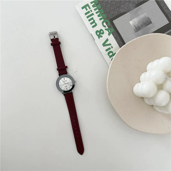 Watch For Female Junior High School Students Alloy Case Ordinary Glass Mirror Round Dial Simple Leisure Style