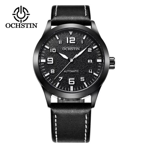 Watch Leather Automatic Mechanical Round Dial Business Style