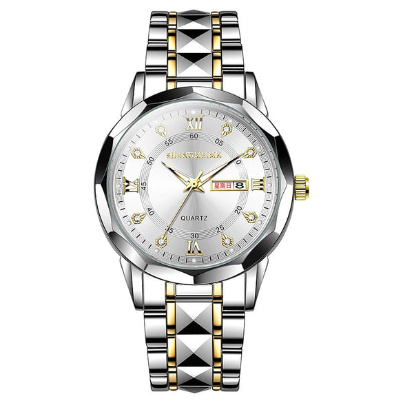 Watch Men's Alloy Band Quartz Watch Luminous Waterproof Business Casual Round Dial