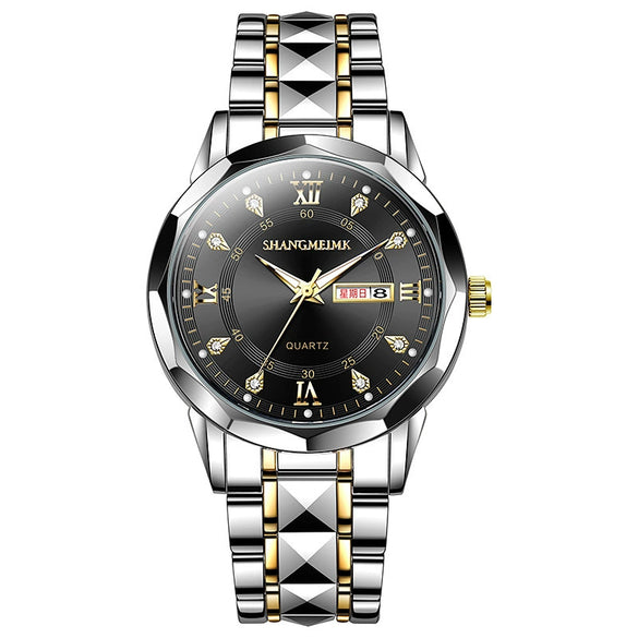 Watch Men's Alloy Band Quartz Watch Luminous Waterproof Business Casual Round Dial