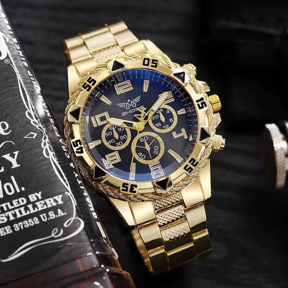 Watch Men's Casual Steel Band Round Dial Alloy Case Quartz Watch