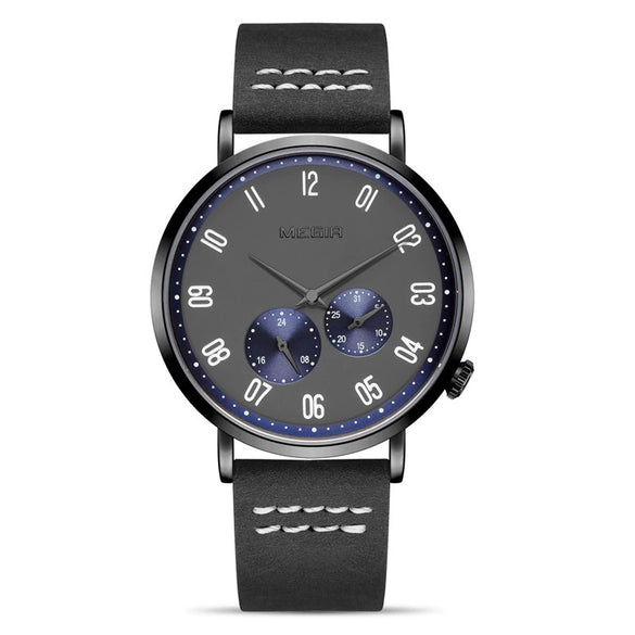 Watch Men's Simple Waterproof Luminous Leather Business Sports Alloy Mineral Strengthened Mirror Round
