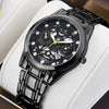 Watch Metal Alloy Rose Gold Round Quartz Automatic Movement Hollow Luminous Waterproof Business Style For Men
