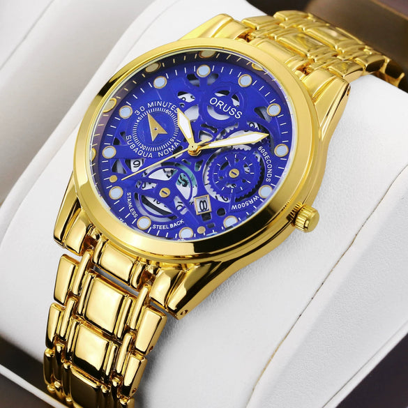 Watch Metal Alloy Rose Gold Round Quartz Automatic Movement Hollow Luminous Waterproof Business Style For Men