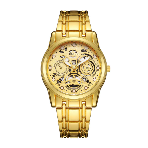 Watch Metal Alloy Rose Gold Round Quartz Automatic Movement Hollow Luminous Waterproof Business Style For Men