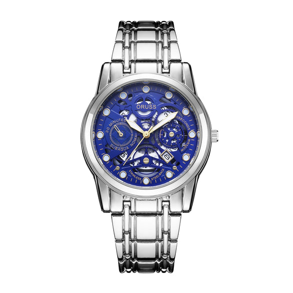 Watch Metal Alloy Rose Gold Round Quartz Automatic Movement Hollow Luminous Waterproof Business Style For Men