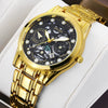 Watch Metal Alloy Rose Gold Round Quartz Automatic Movement Hollow Luminous Waterproof Business Style For Men