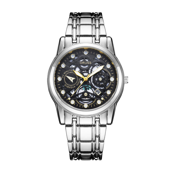 Watch Metal Alloy Rose Gold Round Quartz Automatic Movement Hollow Luminous Waterproof Business Style For Men