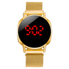 Watch Metal Lazy Magnet Woven Strap Round Dial Digital Led Touch Screen