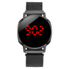 Watch Metal Lazy Magnet Woven Strap Round Dial Digital Led Touch Screen