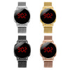 Watch Metal Lazy Magnet Woven Strap Round Dial Digital Led Touch Screen