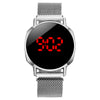 Watch Metal Lazy Magnet Woven Strap Round Dial Digital Led Touch Screen