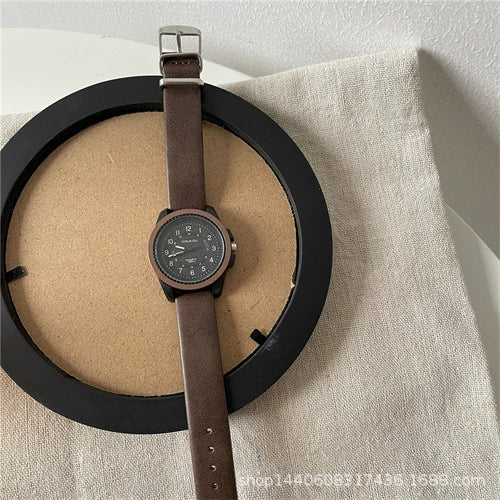 Watch Metal Plastic Mirror Imitation Leather Round Dial Retro Casual Style Women's