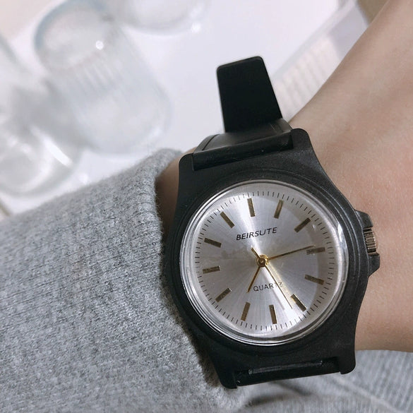 Watch Plastic Silicone Round Classic Retro Leisure Style For Men And Women Middle School Students Waterproof