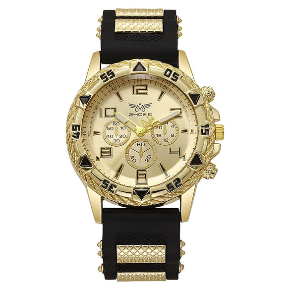Watch Silicone Band Alloy Case Stainless Steel Buckle Round Dial Leisure Style