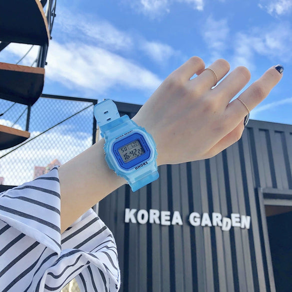 Watch Silicone Plastic Square Electronic Simple Sports Allmatch