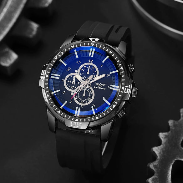 Watch Silicone Sapphire Glass Round Business Style Alloy Stainless Steel